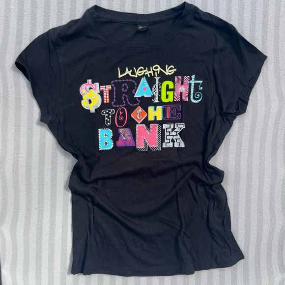G Unit Embellished Laughing Bank Womens Size Large Gaphic T-Shirt - Picture 1 of 9